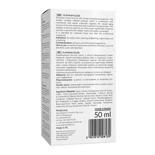 HOME TERAPIS Platynowy krem odmładzający opakowanie 04.24 tył