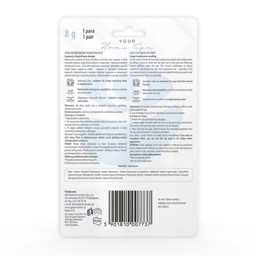 Przeciwobrzękowe płatki pod oczy tył